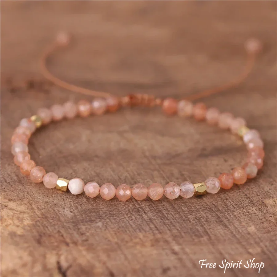 Natural Sunstone Minimalist Adjustable Bracelet - Image 2