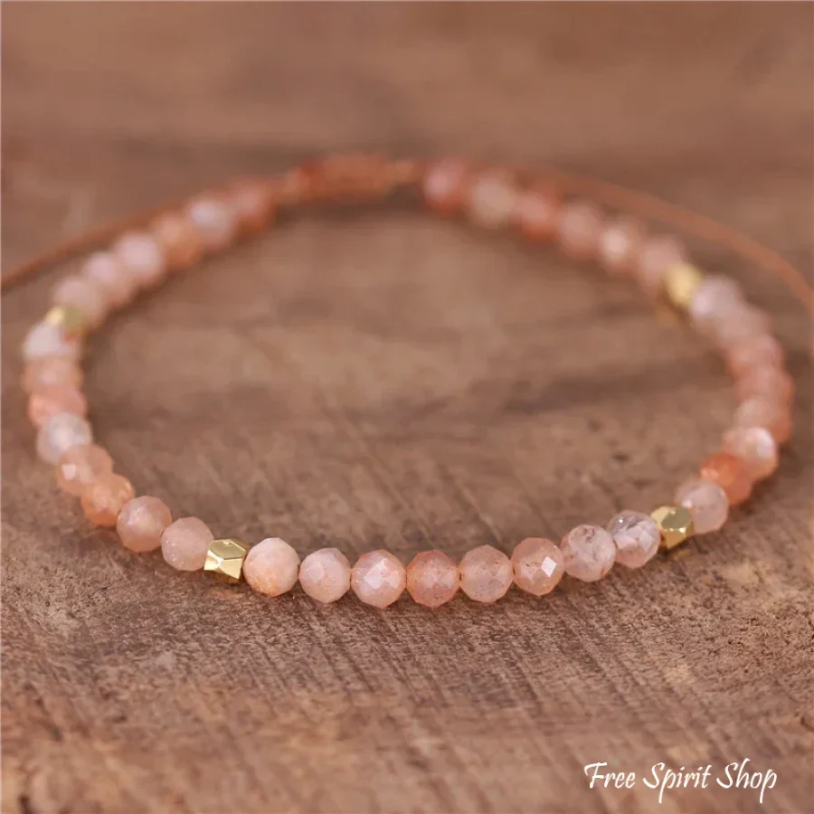 Natural Sunstone Minimalist Adjustable Bracelet - Image 3