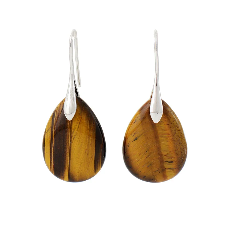 Natural Tiger Eye Drop Earrings - Image 4