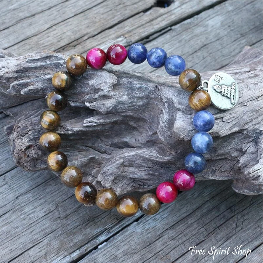 Natural Tiger Eye & Sodalite Bead Bracelet - Image 2