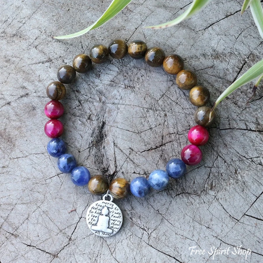 Natural Tiger Eye & Sodalite Bead Bracelet - Image 3