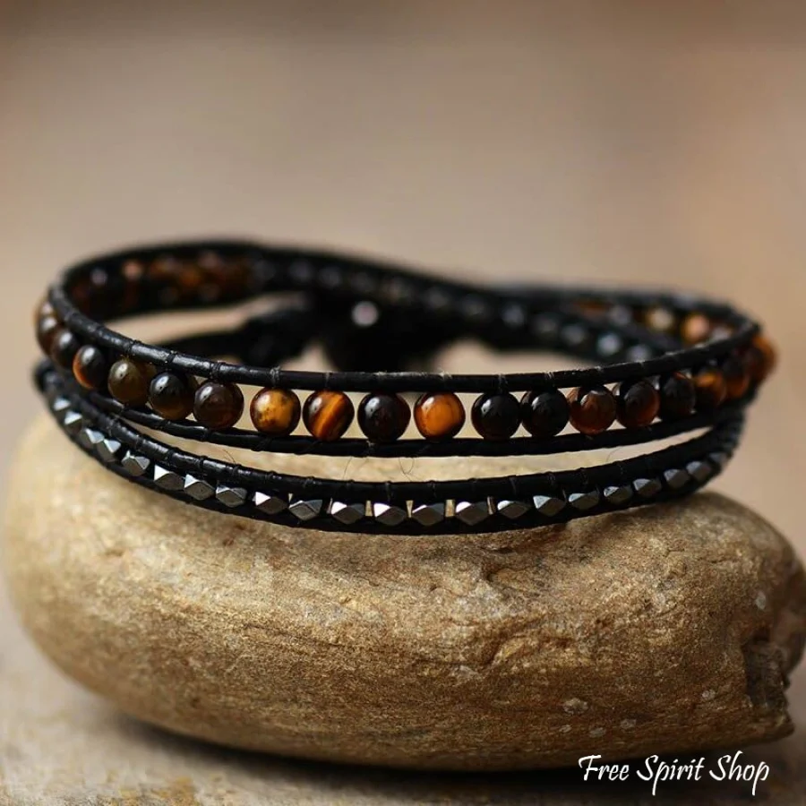 Natural Tiger Eye Wrap Bracelet - Image 2