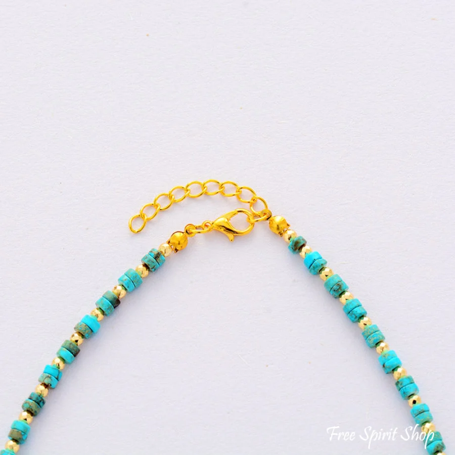 Natural Turquoise Bead Choker Necklace - Image 3