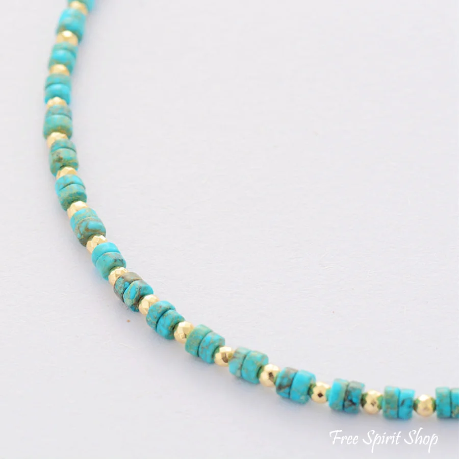 Natural Turquoise Bead Choker Necklace - Image 4