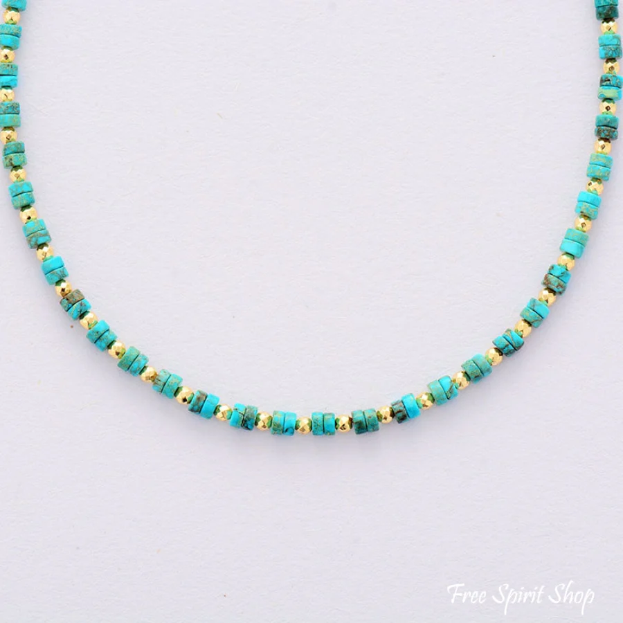 Natural Turquoise Bead Choker Necklace - Image 5