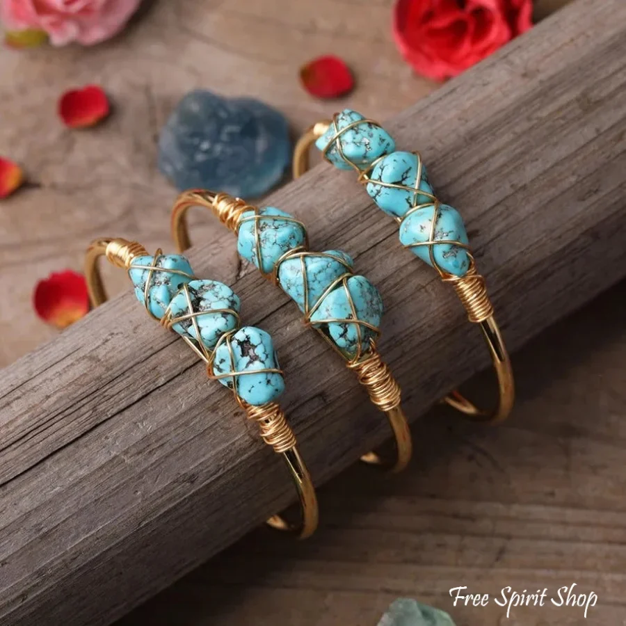 Natural Turquoise Cuff Bracelet - Image 2