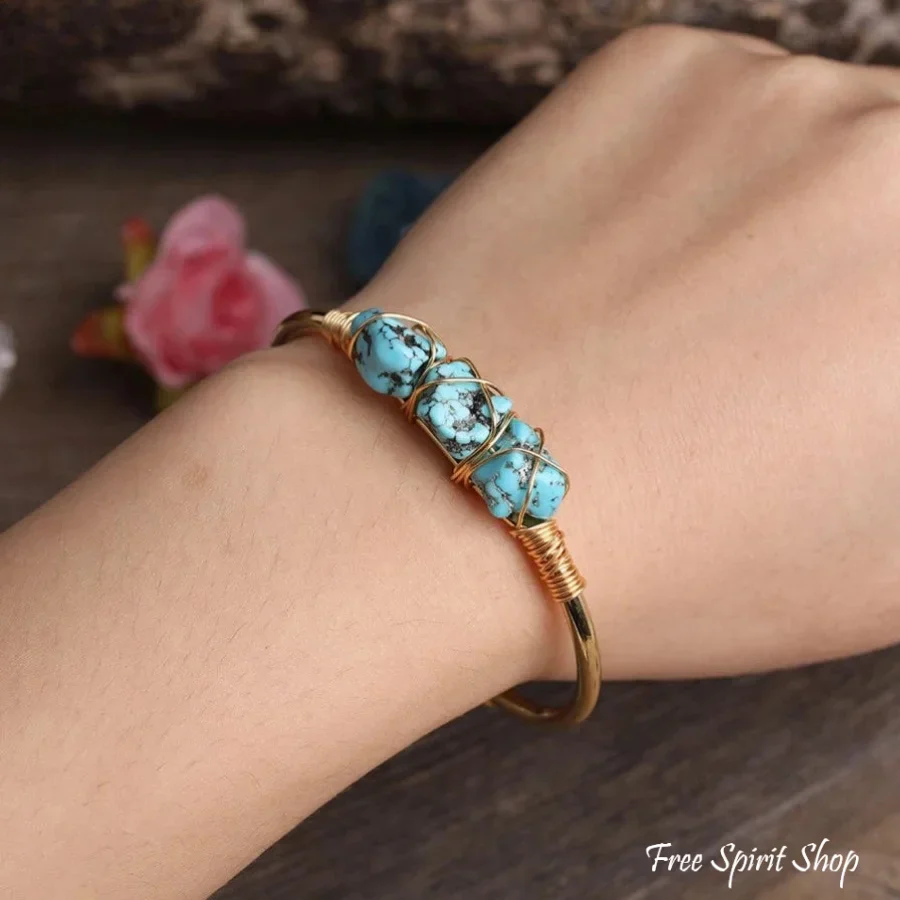 Natural Turquoise Cuff Bracelet - Image 3