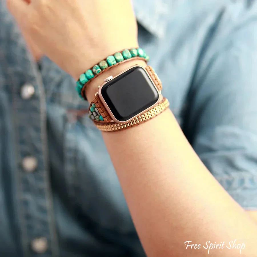 Natural Turquoise Howlite Apple Watch Band - Image 2