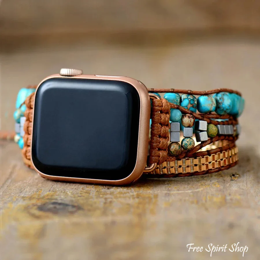 Natural Turquoise Howlite Apple Watch Band - Image 3