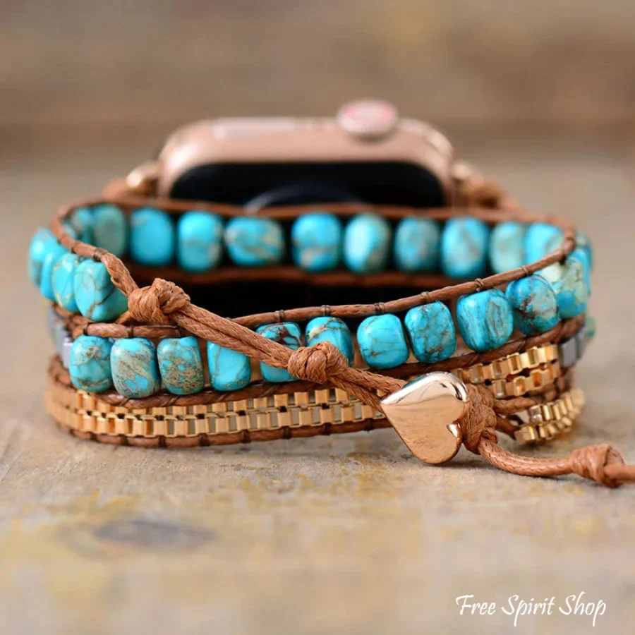 Natural Turquoise Howlite Apple Watch Band - Image 4