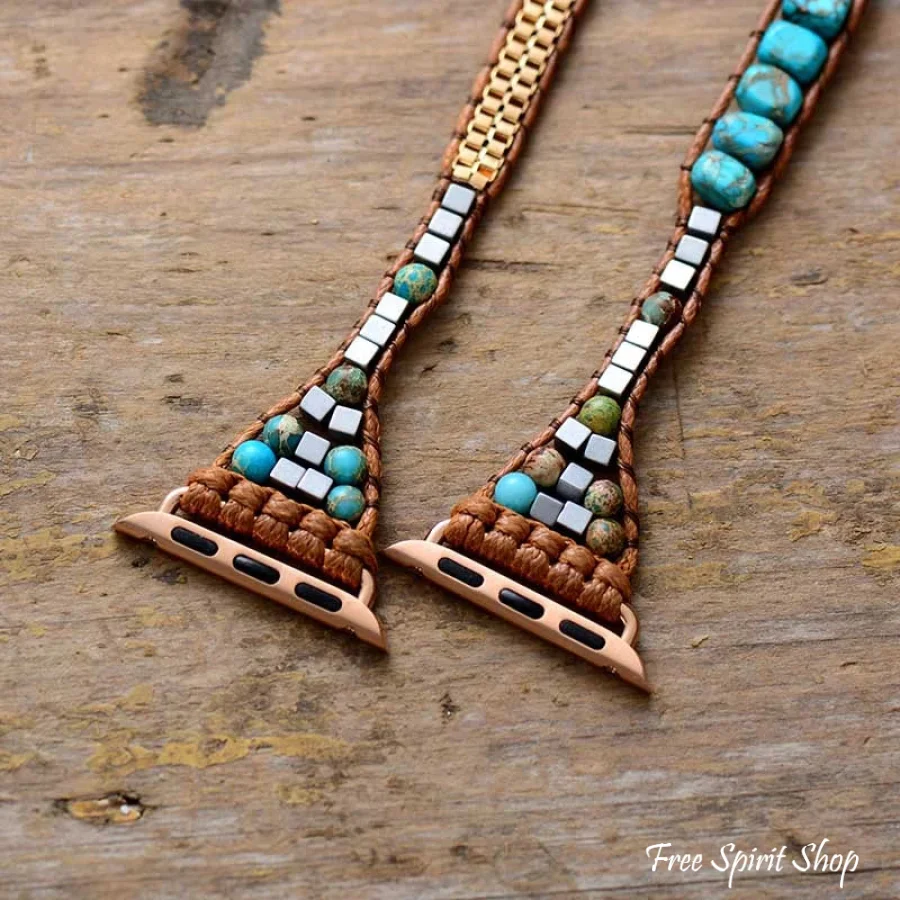 Natural Turquoise Howlite Apple Watch Band - Image 5