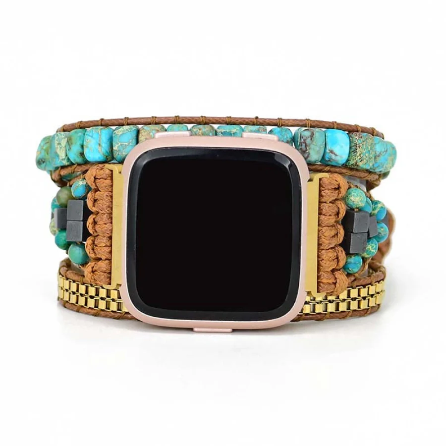 Natural Turquoise Howlite Beaded Fitbit Watch Band - Image 4