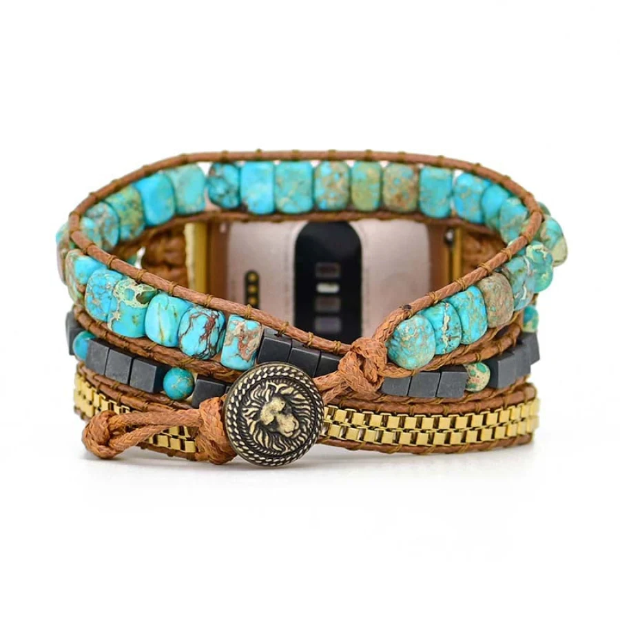 Natural Turquoise Howlite Beaded Fitbit Watch Band - Image 5