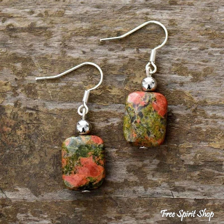 Natural Unakite Drop Earrings - Image 2