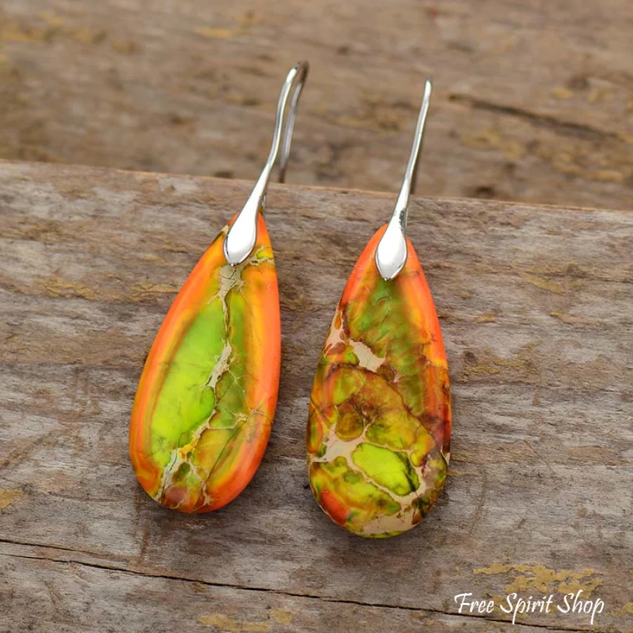 Orange Jasper Drop Earrings - Image 2