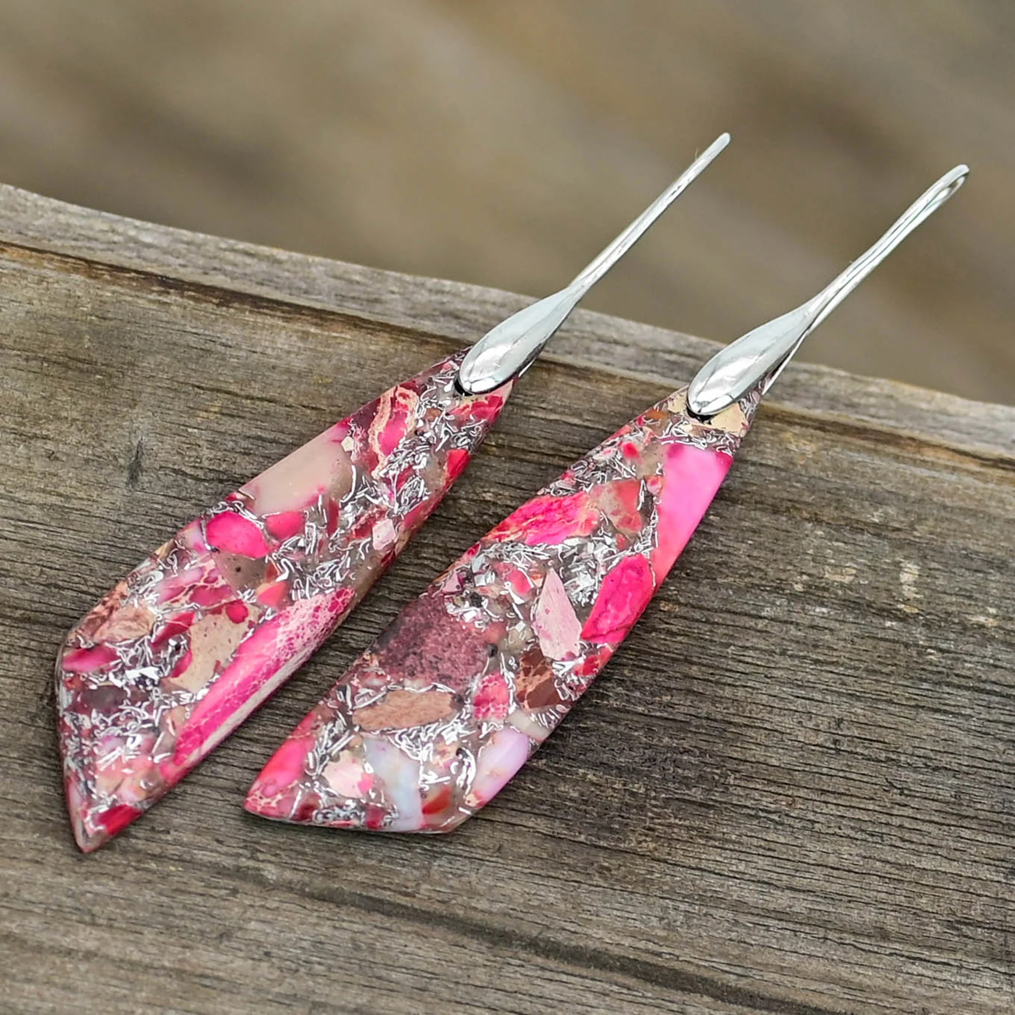 Pink Regalite Stone Earrings - Image 2