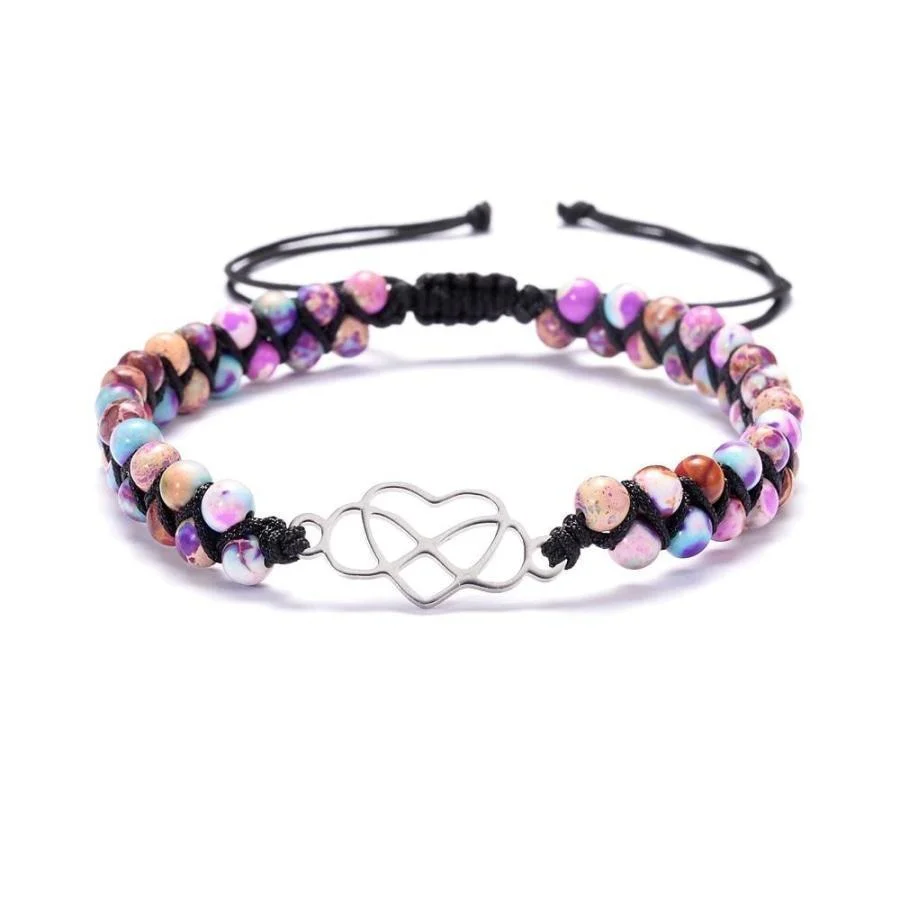 Purple Jasper Infinity Love Bead Bracelet - Image 2
