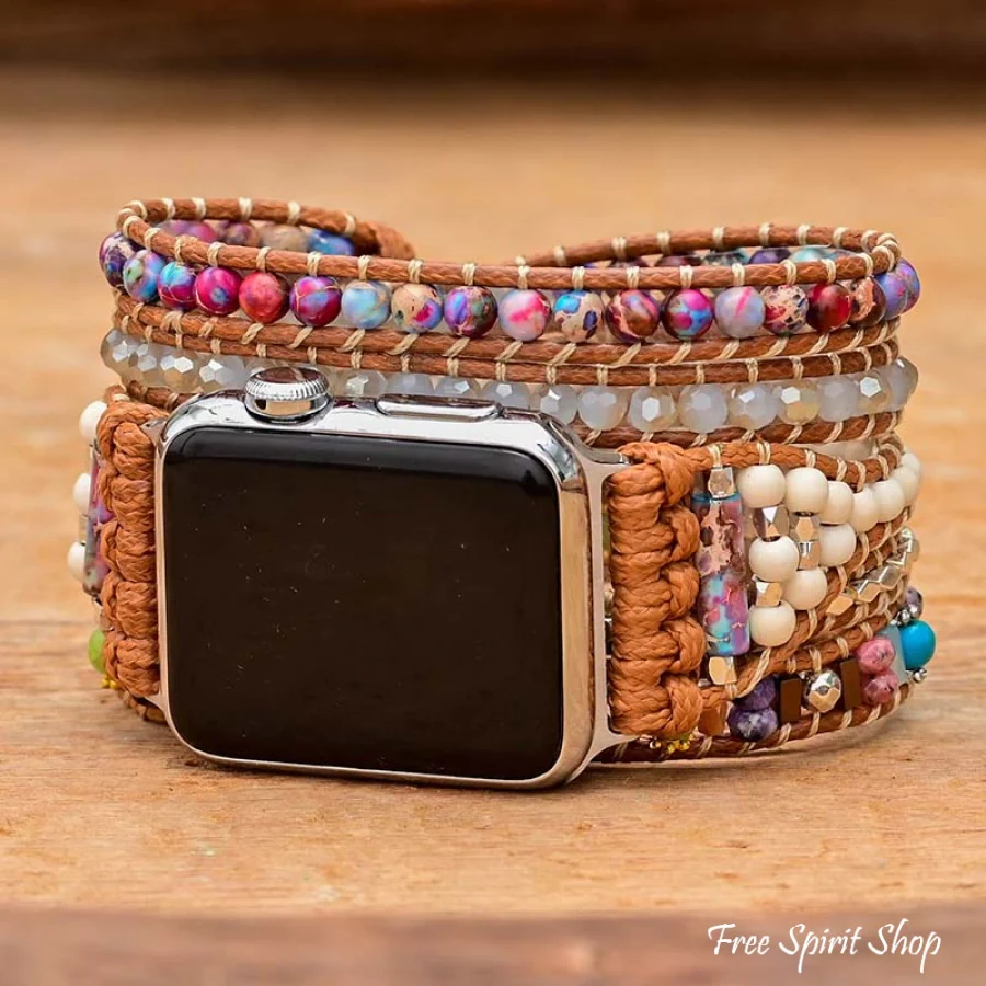 Purple Jasper & Mixed Bead Apple Watch Band