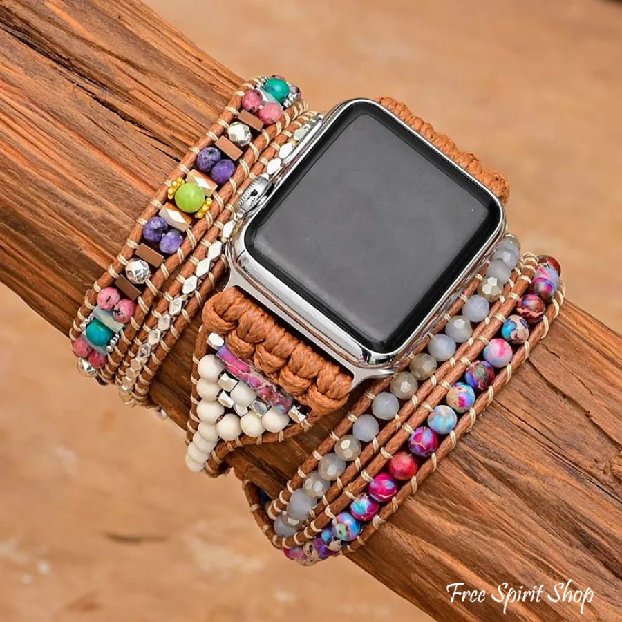 Purple Jasper & Mixed Bead Apple Watch Band - Image 2