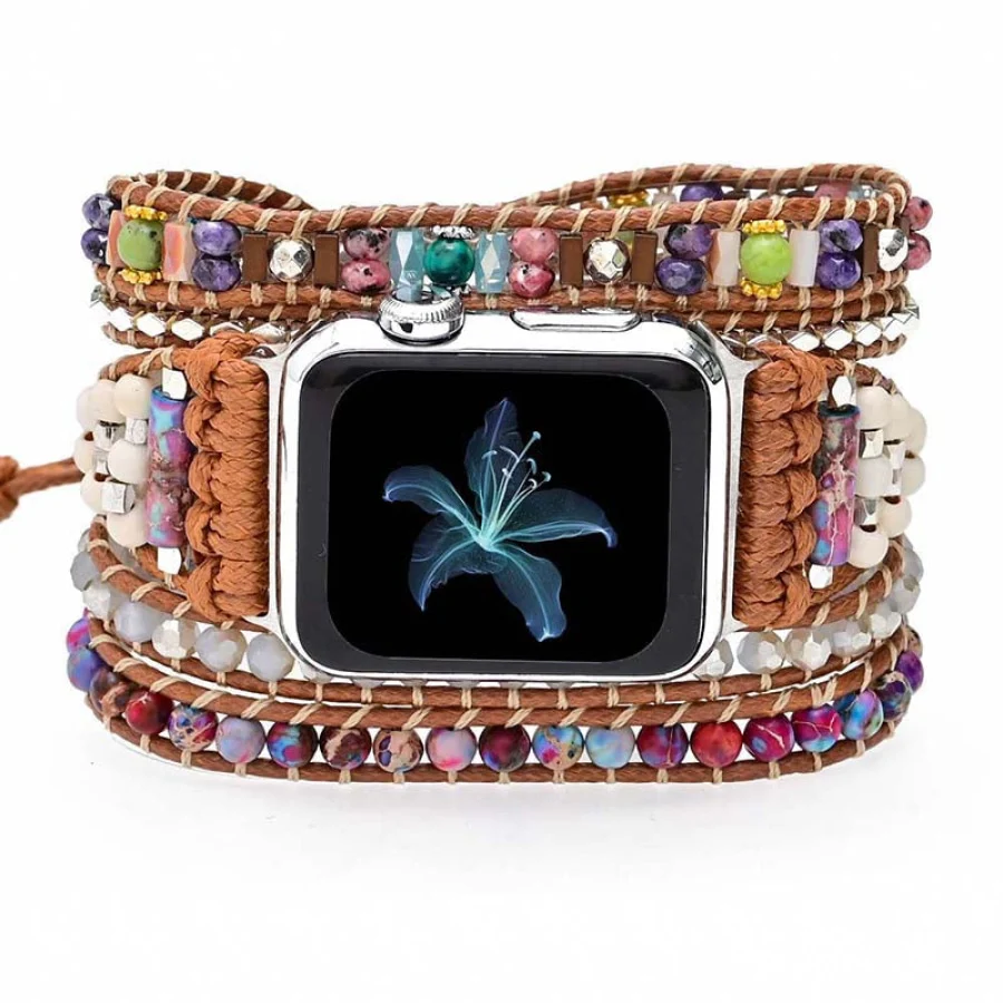 Purple Jasper & Mixed Bead Apple Watch Band - Image 3