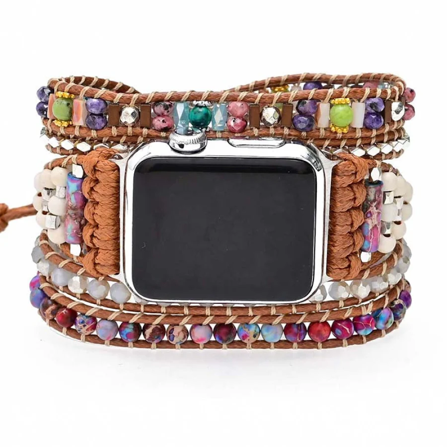 Purple Jasper & Mixed Bead Apple Watch Band - Image 5