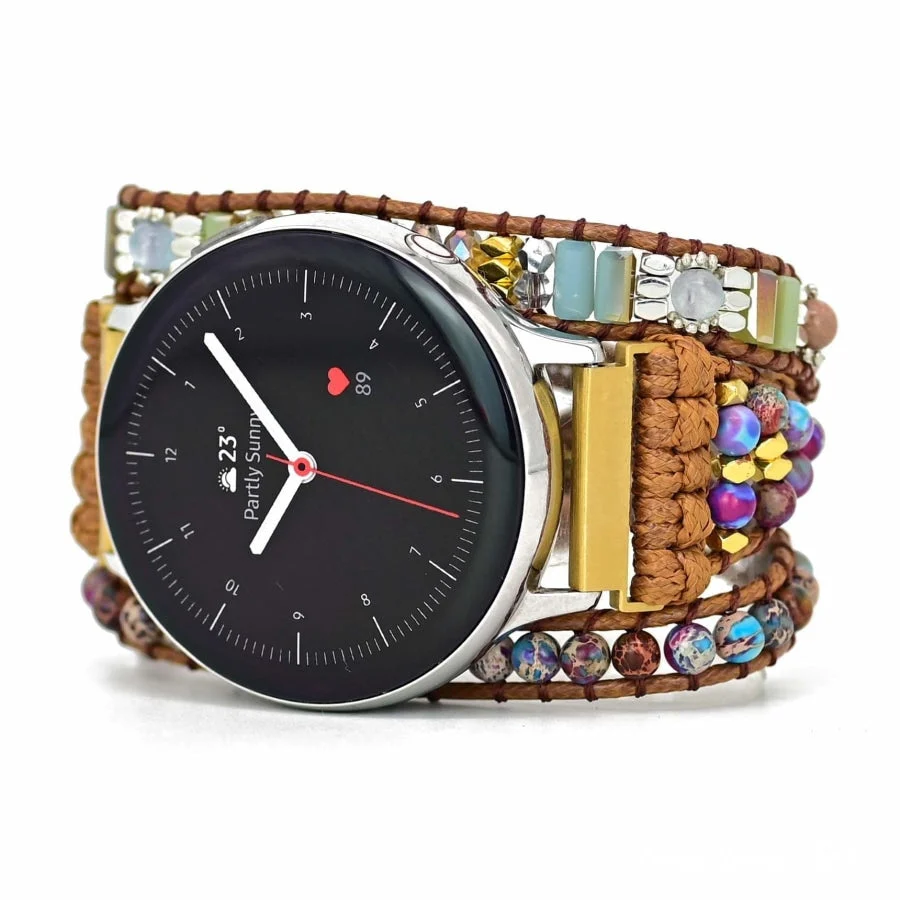 Google Pixel Watch Band With Purple Jasper & Rhodonite Beads - Image 3