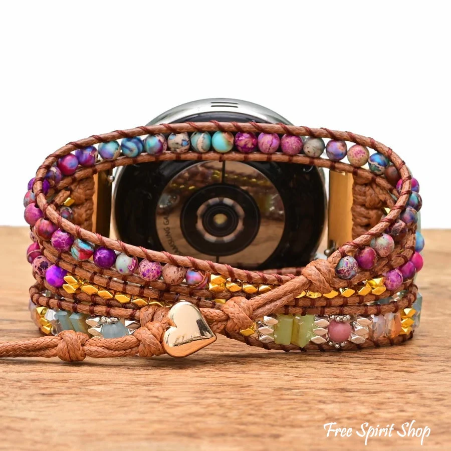 Google Pixel Watch Band With Purple Jasper & Rhodonite Beads - Image 5