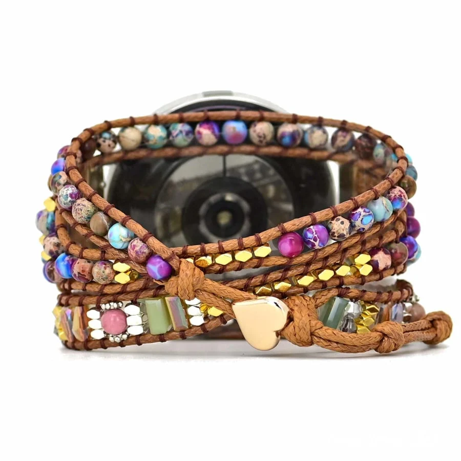 Google Pixel Watch Band With Purple Jasper & Rhodonite Beads - Image 6