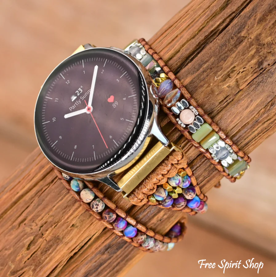Google Pixel Watch Band With Purple Jasper & Rhodonite Beads - Image 8