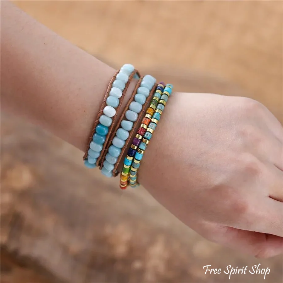 Rainbow Jasper Stone Adjustable Bead Bracelet - Image 2