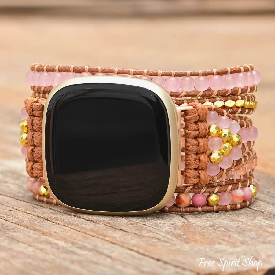 Rose Quartz & Rhodonite Bead Fitbit Watch Band