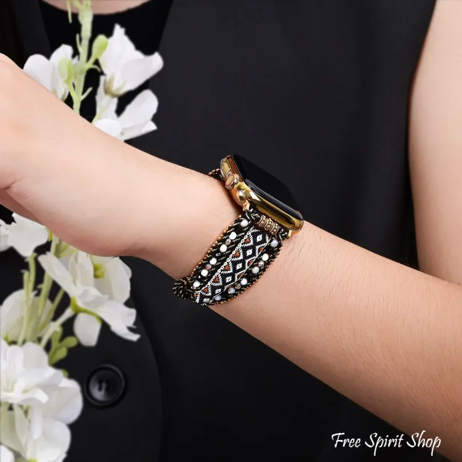 Savanna Noir Tribal Woven Nylon Apple Watch Band - Image 2