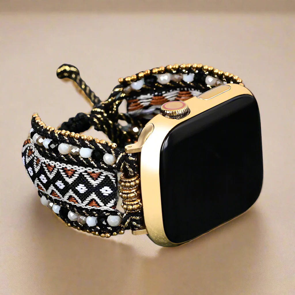 Savanna Noir Tribal Woven Nylon Apple Watch Band - Image 4
