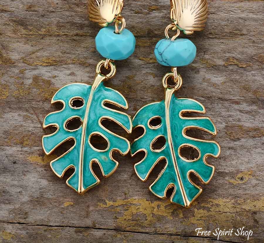 Seashell & Montserrat Leaf Earrings - Image 2