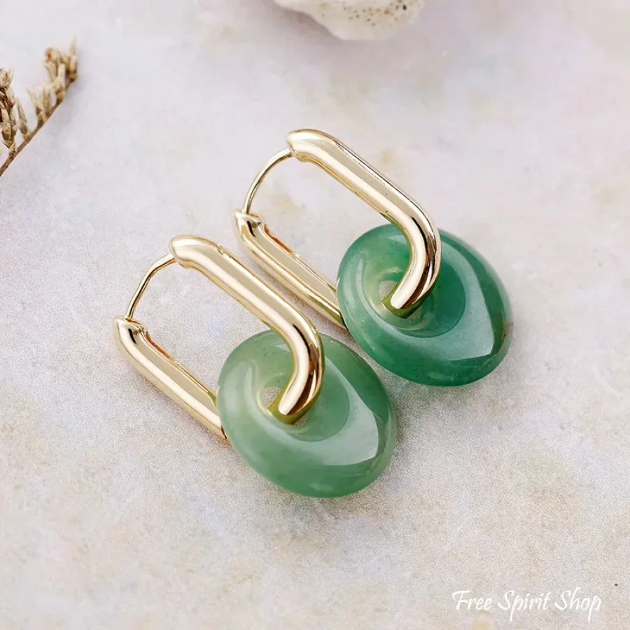 Serenity Green Aventurine Hoop Earrings - Image 2