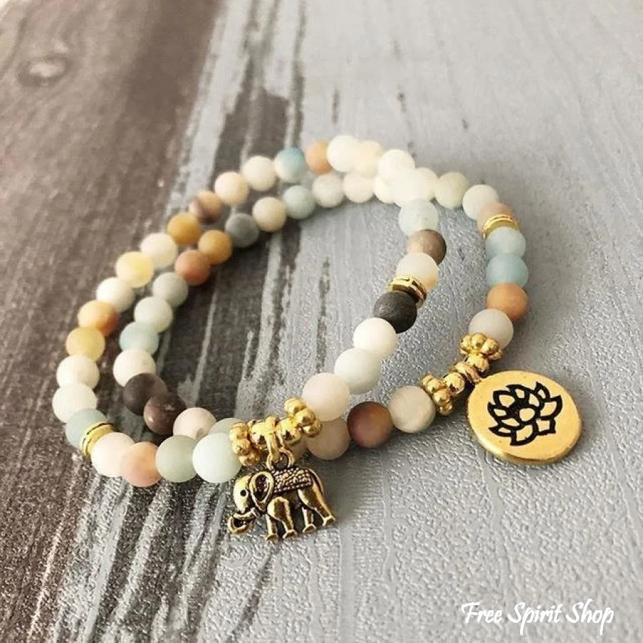 Set of 2 Natural Amazonite Mala Bead Bracelets - Image 4