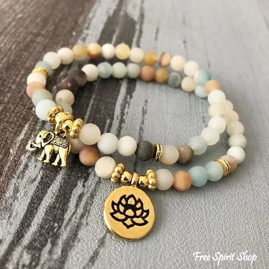 Set of 2 Natural Amazonite Mala Bead Bracelets - Image 5
