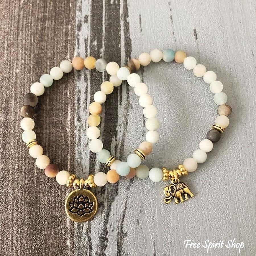 Set of 2 Natural Amazonite Mala Bead Bracelets - Image 7