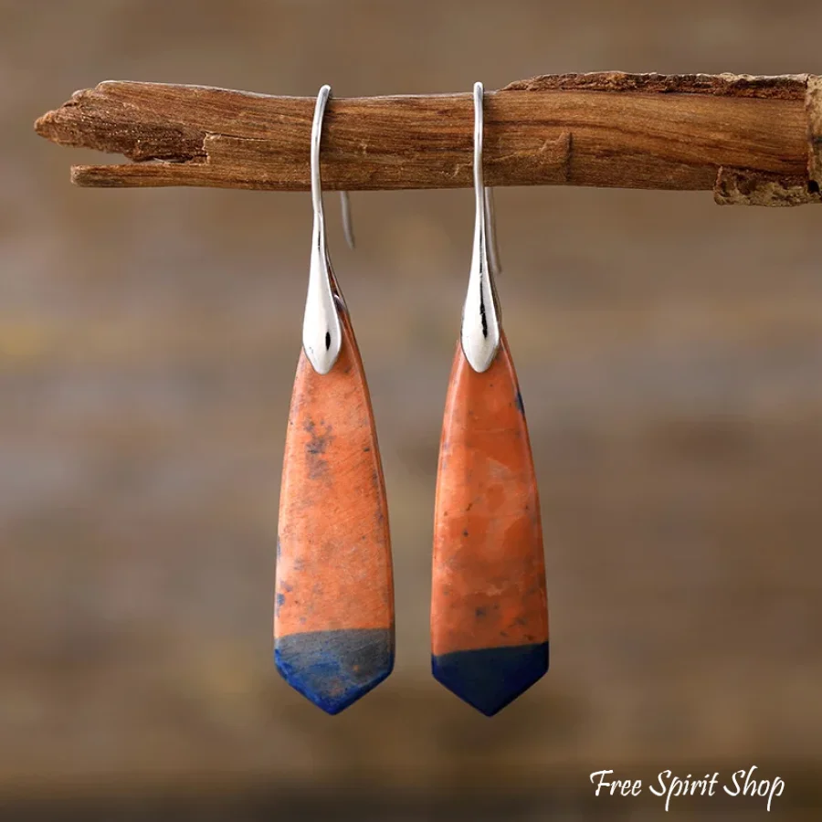 Terracotta & Blue Jasper Dangle Earrings