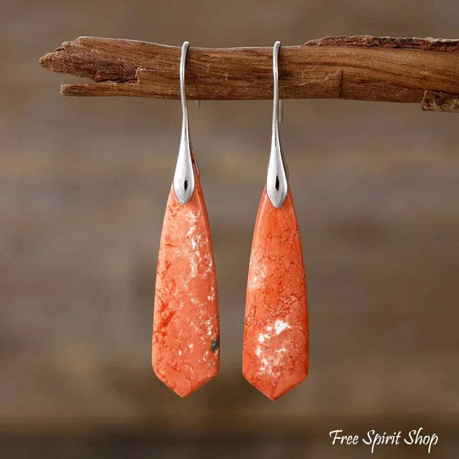 Terracotta & Blue Jasper Dangle Earrings - Image 5