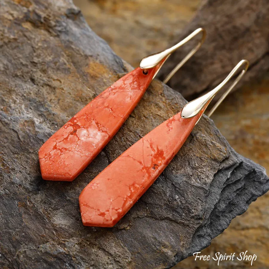 Terracotta & Blue Jasper Dangle Earrings - Image 6