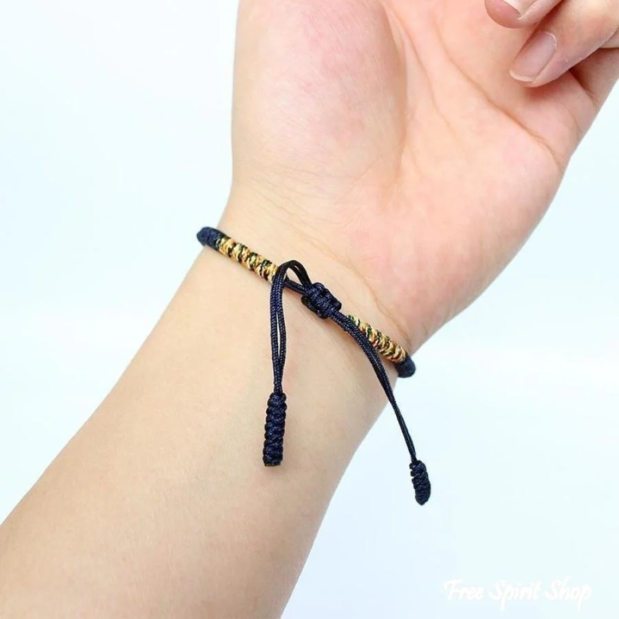 Tibetan Buddhist Handmade Blue Lucky Knots Bracelet - Image 3