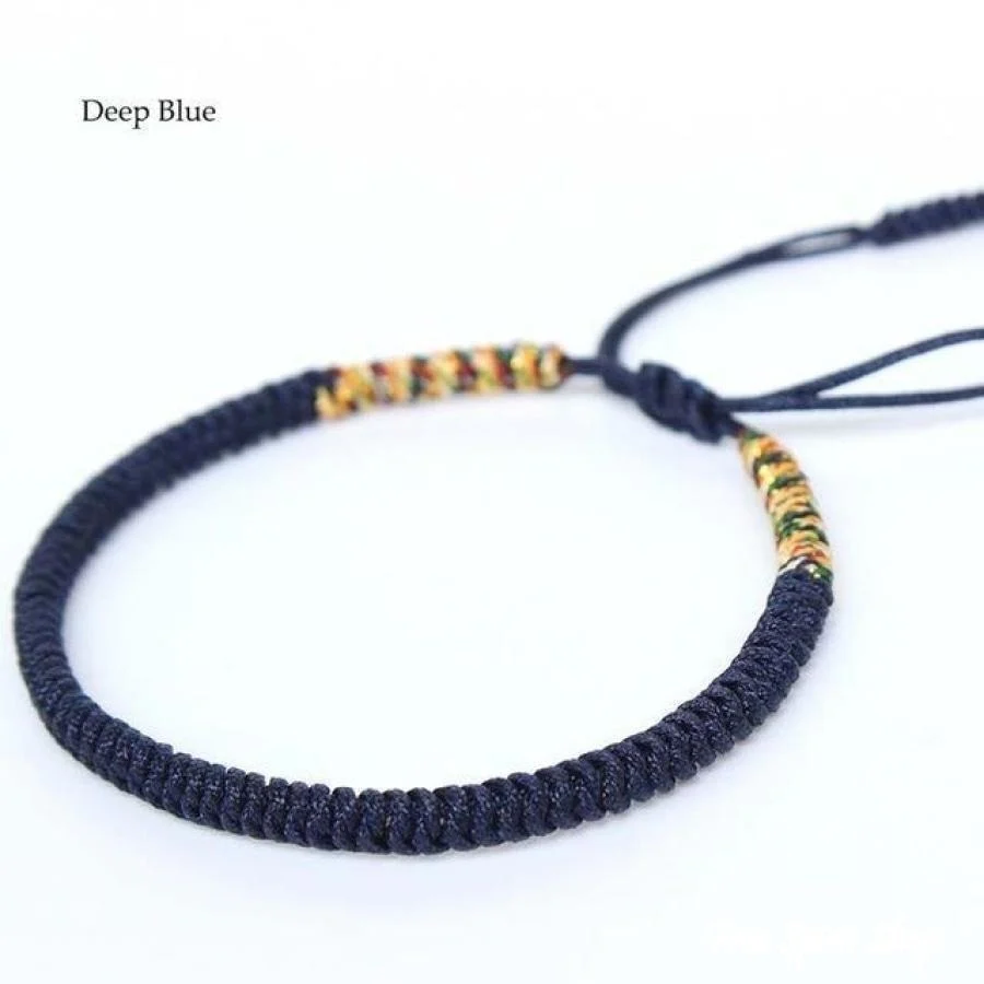 Tibetan Buddhist Handmade Blue Lucky Knots Bracelet - Image 4