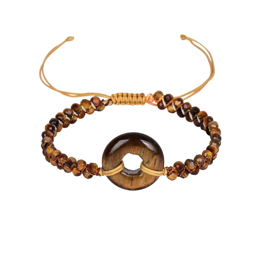 Tiger Eye Circle Charm Adjustable Bracelet – Symbol of Strength & Protection - Image 4