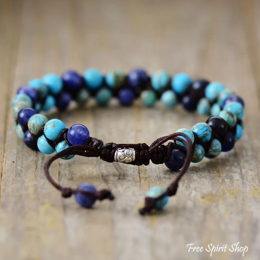 Turquoise Howlite & Blue Sodalite Braided Bracelet - Image 2