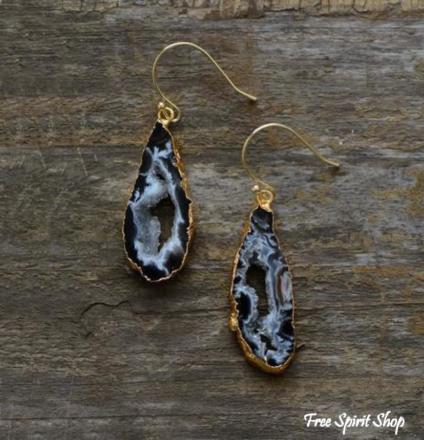 Natural Jasper Druzy Stone Earrings - Image 3