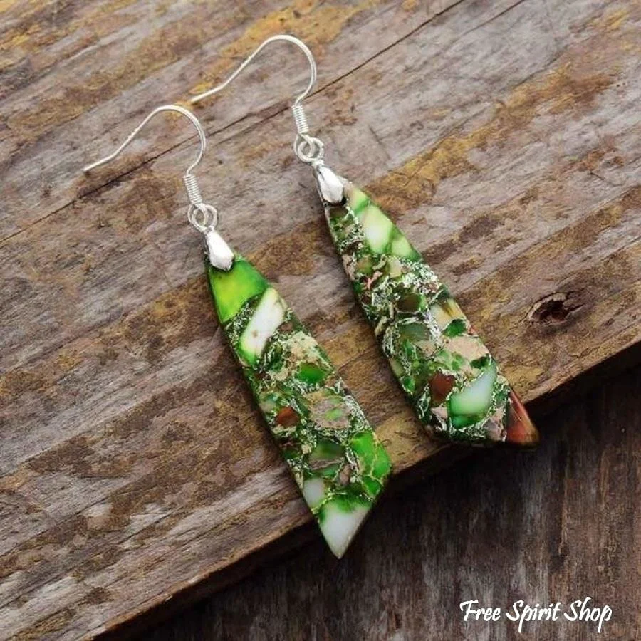 Vibrant Green Jasper Earrings - Image 2