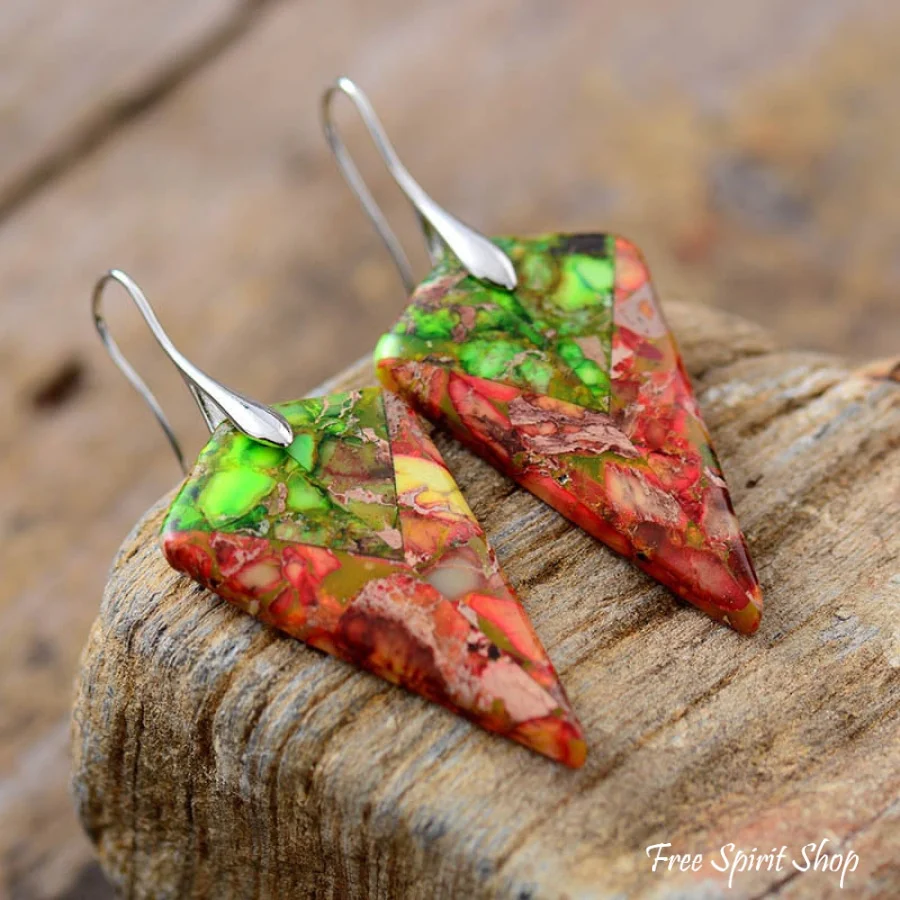 Vibrant Blue & Orange Jasper Earrings - Image 5