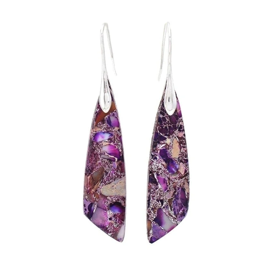 Vibrant Purple Jasper Drop Earrings - Image 4