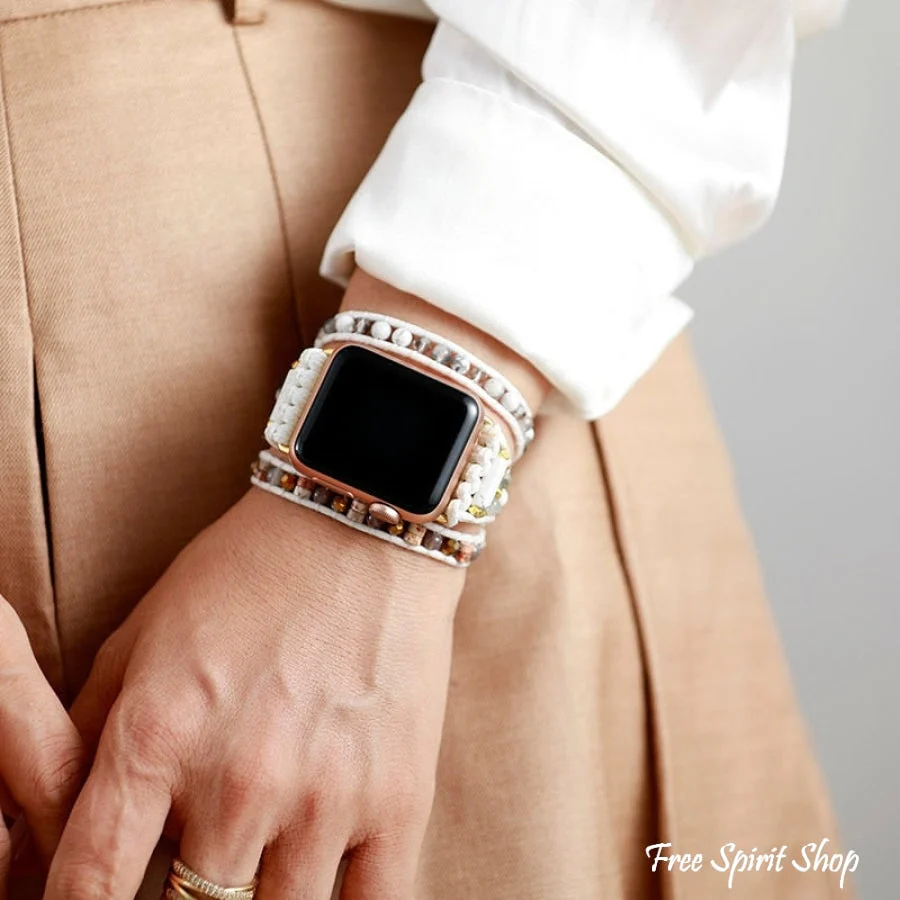 White Apple Watch Band With Mixed Beads - Image 2